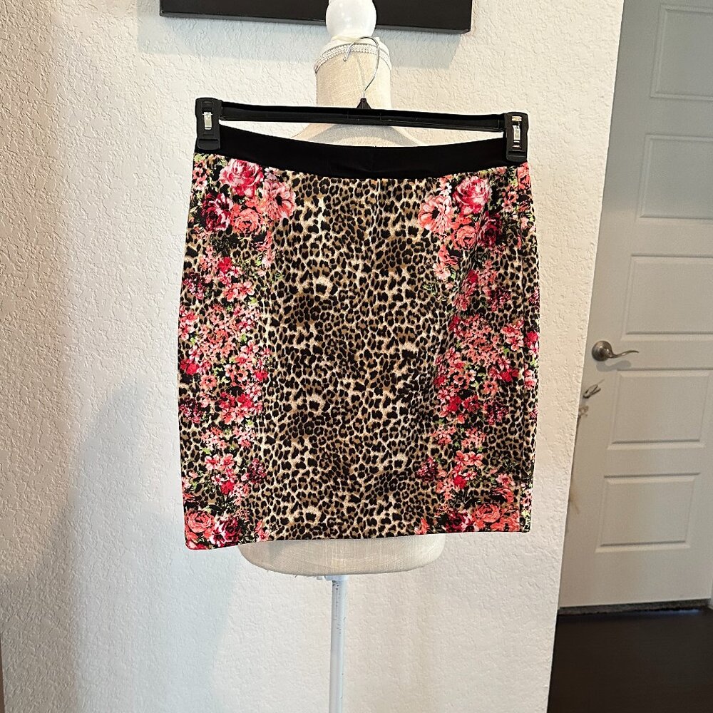 NY COLLECTION Leopard & Floral Pull-On Pencil Skirt - Large - Picture 4 of 4